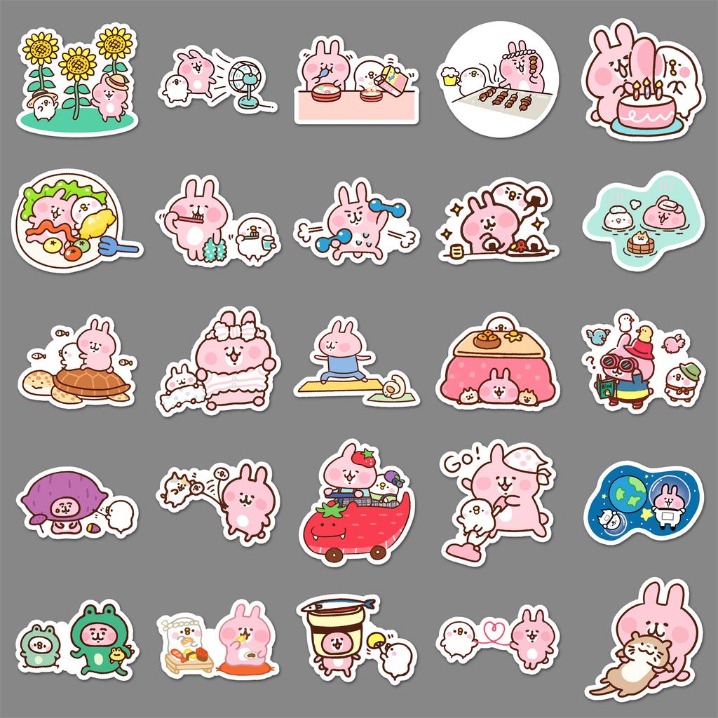 52 Graffiti Stickers Cartoon Cute Pink Rabbit Hand Account Gu Card Decorative Mobile Phone Water Cup Stickers