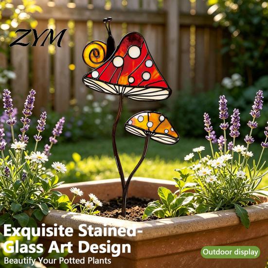 Metal Plant Inserts Colorful Planter Insert Stake, Double-Sided, Flower Pot Decor Yard Stakes Insect Animal Stake for Pots Bed Decoration Garden