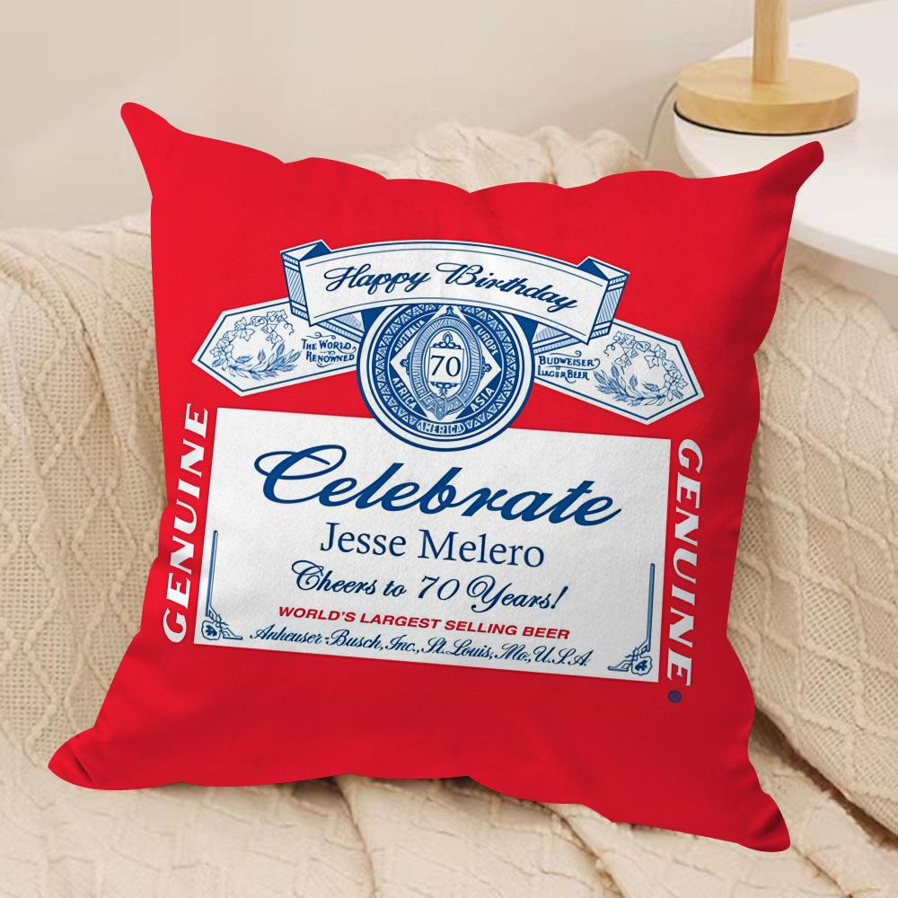 BBudweiser BBudvar Czech Cushion Cover Silky Short Plush DoubleSided Printed Pillow Case for Sofa All Seasons Home Decor Gift