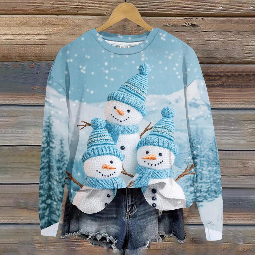 Женский рождественский спортивный худи с длинными рукавами и круглым вырезом