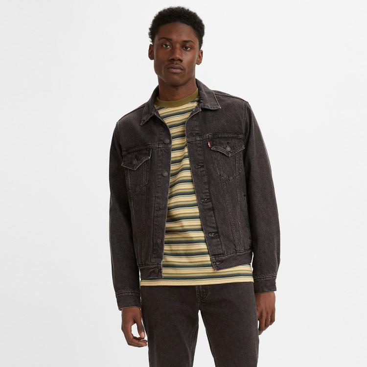 Levis FW23 Однотонная джинсовая куртка прямого кроя на одной пуговице Мужские куртки Черный Серый A3182-0001