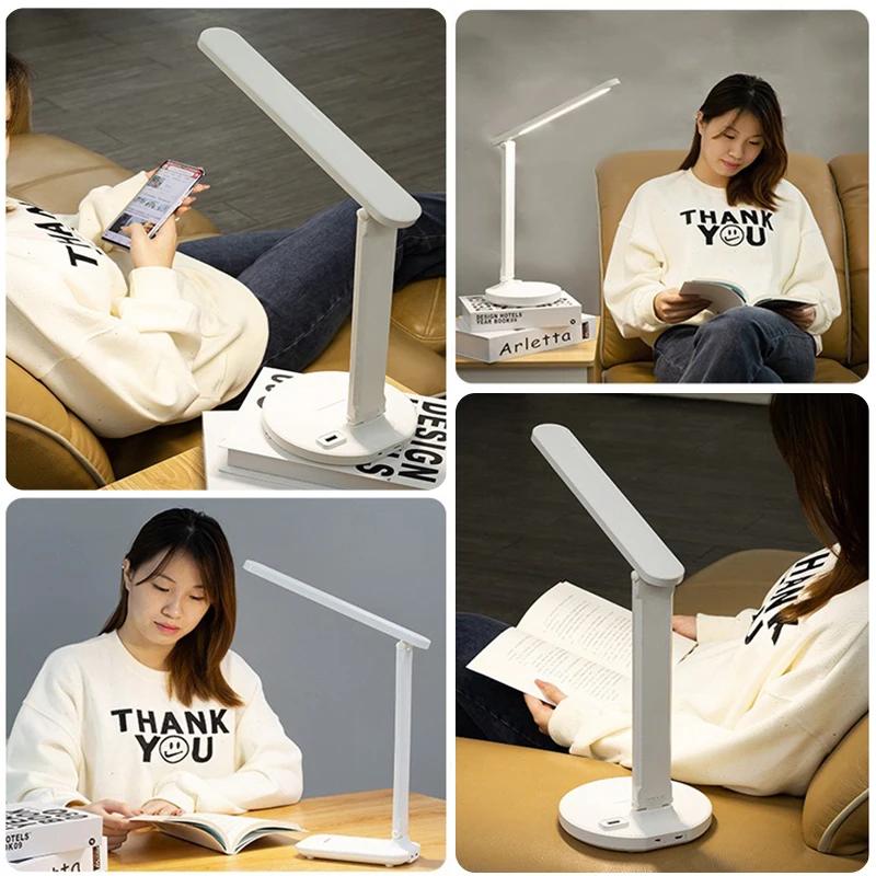 Складная светодиодная настольная лампа с функцией зарядки для обучения детей, перезаряжаемая защита глаз, ночник для чтения, зарядка через USB, настольные лампы