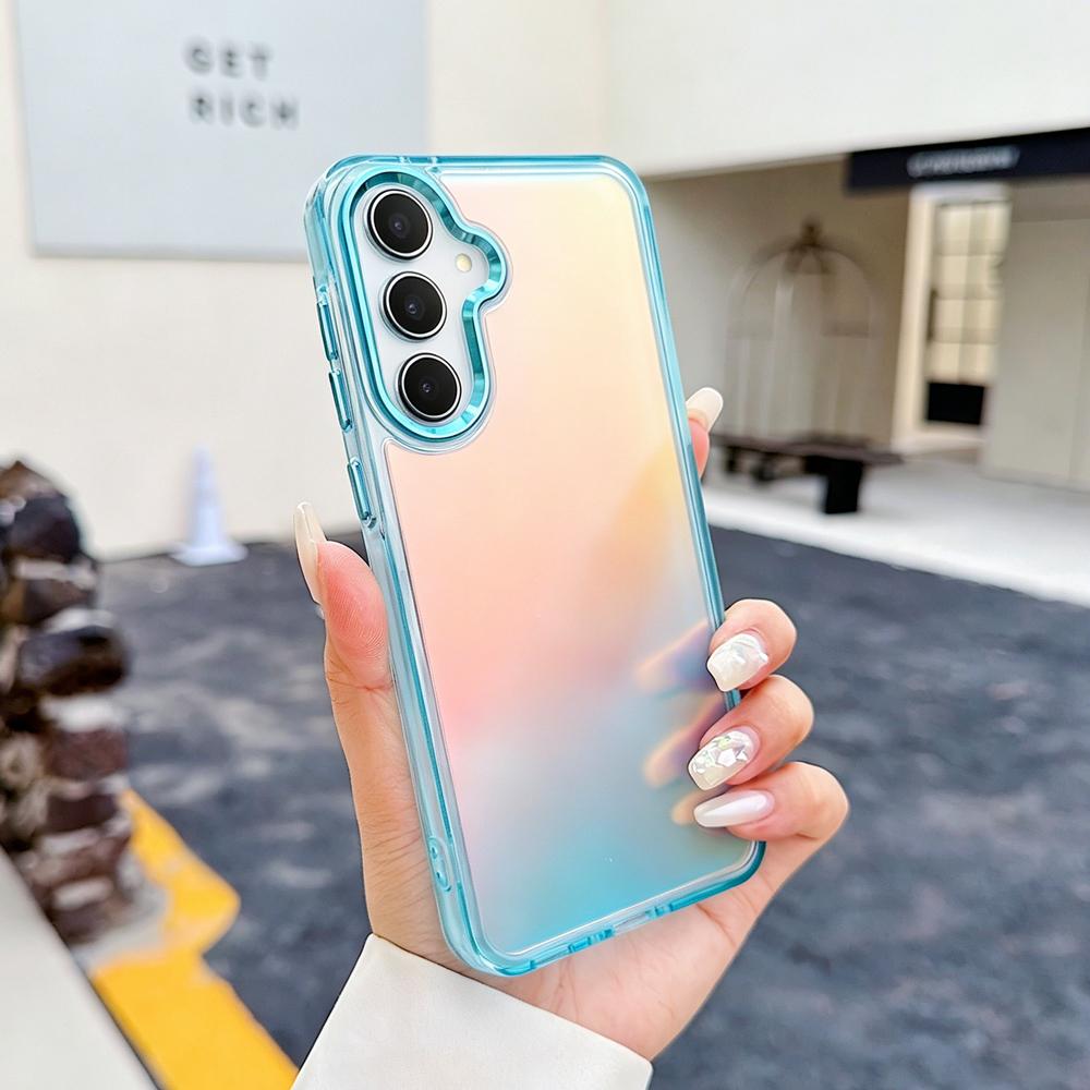 KEYSION Модный лазерный градиентный цветной чехол для телефона Samsung A54 5G A34 A24 A14, ударопрочная задняя крышка из ТПУ+ПК для Galaxy A04S
