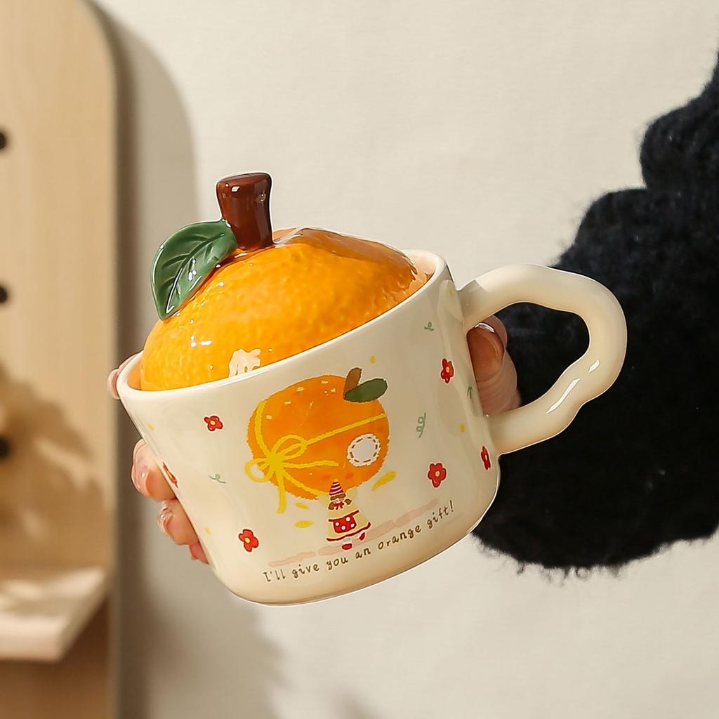 Милая девочка, маленький апельсин с крышкой, керамическая кружка, маленький подарочный набор, термостойкая офисная кружка для девочек, подарочный набор в коробке