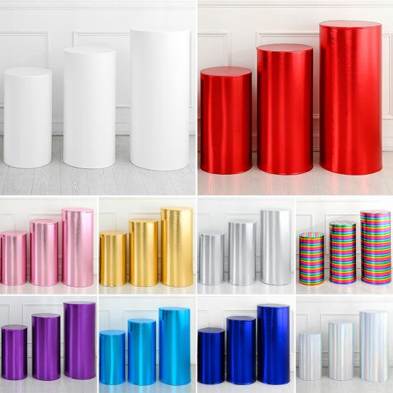 3 Pcs Party Cylinder Pedestal Stand Cover Plinth Pillar Decorative Sleeves Birthday Party Wedding Decor Dessert Base Wrap Cloth Party Planner