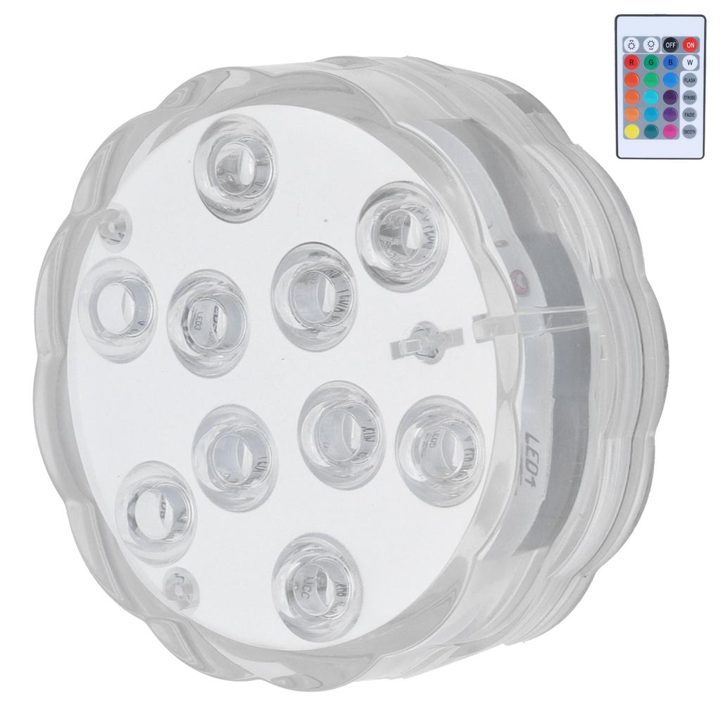 7cm/2.8in 16?Color LED Pool Light RGB Underwater Lamp with 24?Key Remote Control 10 Lamp Beads