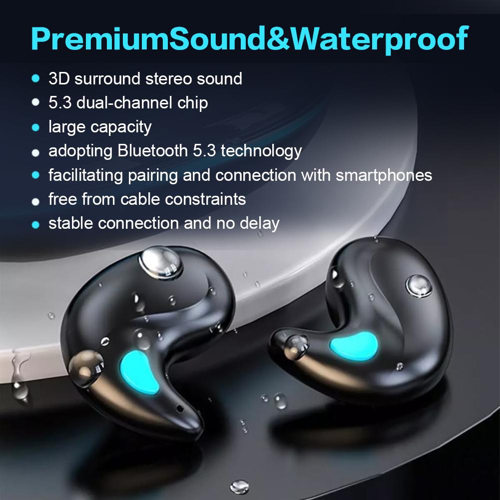 Invisible Sleep Wireless Earphone TWS Bluetooth 5.3 Headphones Noise Cancelling Sense-Free Micro Sleep Earbuds for Better Sleep