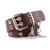 Women Punk Chain Fashion Belt Adjustable Double/Single Row Hole Eyelet Waistband with Eyelet Chain D