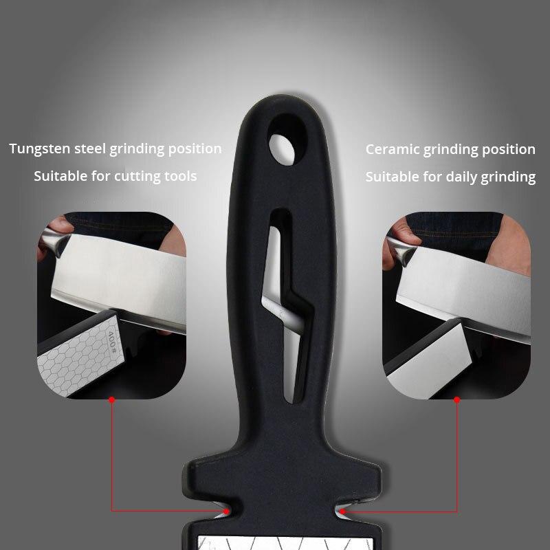 1 шт. Двусторонняя точилка для ножей, кухонная утварь, ручка с нескользящей поверхностью, алмазная заточка ножей, аксессуары, гаджет