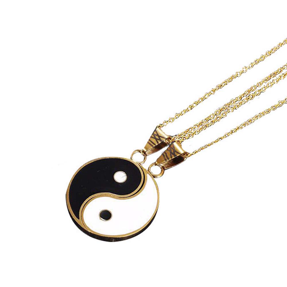 Tai Chi Vintage Yin Yang Mystical Women Gold Pendant Clavicle Chain Necklaces Jewelry