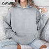 Women's Casual Loose Hooded Multi-coloured Solid Colour Autumn and Winter Sweatshirt