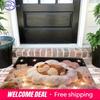 Cute Snorlax Sleeping with Teddy Bears & Star Lights Print Doormat Non-Slip Absorbent Floor Mat for Indoor Entrance