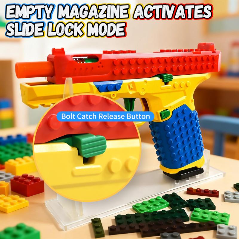 Diy Building Block Assembled Toys Pistol Shell Ejection Continuous Firing Kids Simulation Educational Outdoor Game For All Ages
