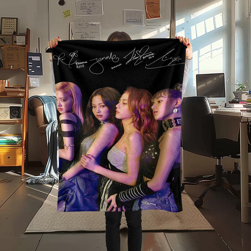 1 шт. Фланелевое одеяло с принтом BLACKPINK, Высокое качество, Для всех сезонов, Декор для дома, Тепло и уют, Идеально для рождественских подарков
