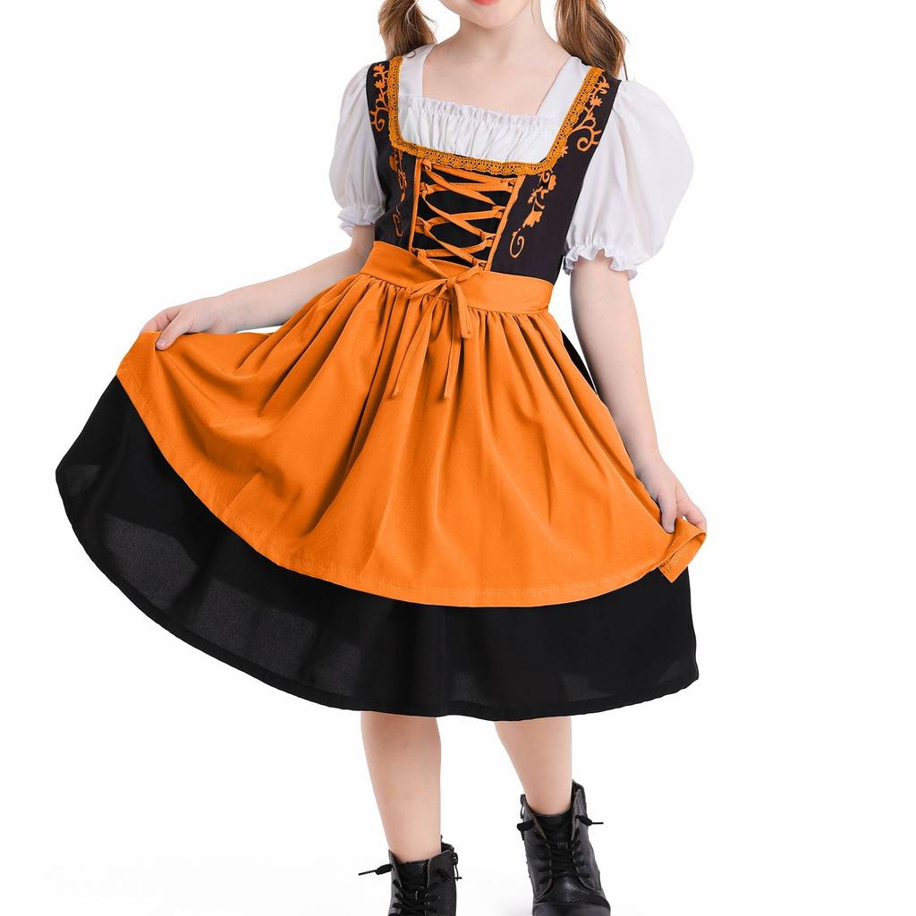 Винтажное платье для девочки однотонное лоскутное платья для косплея