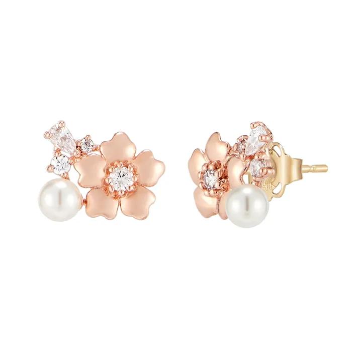14K Cherry Blossom Pearl Earrings PTGE0087