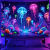 BlissYard Черно-белый Гобелен с Инопланетянами 78"x51" УФ-реактивный Гобелен-картина на стену с похищением инопланетянами Подвесное искусство Гобелен Милый Крутой Инопланетянин НЛО U