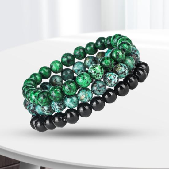 3 шт./компл. каменный браслет три в одном очаровательная эластичная веревка натуральный синий золотой тигровый глаз агат камень