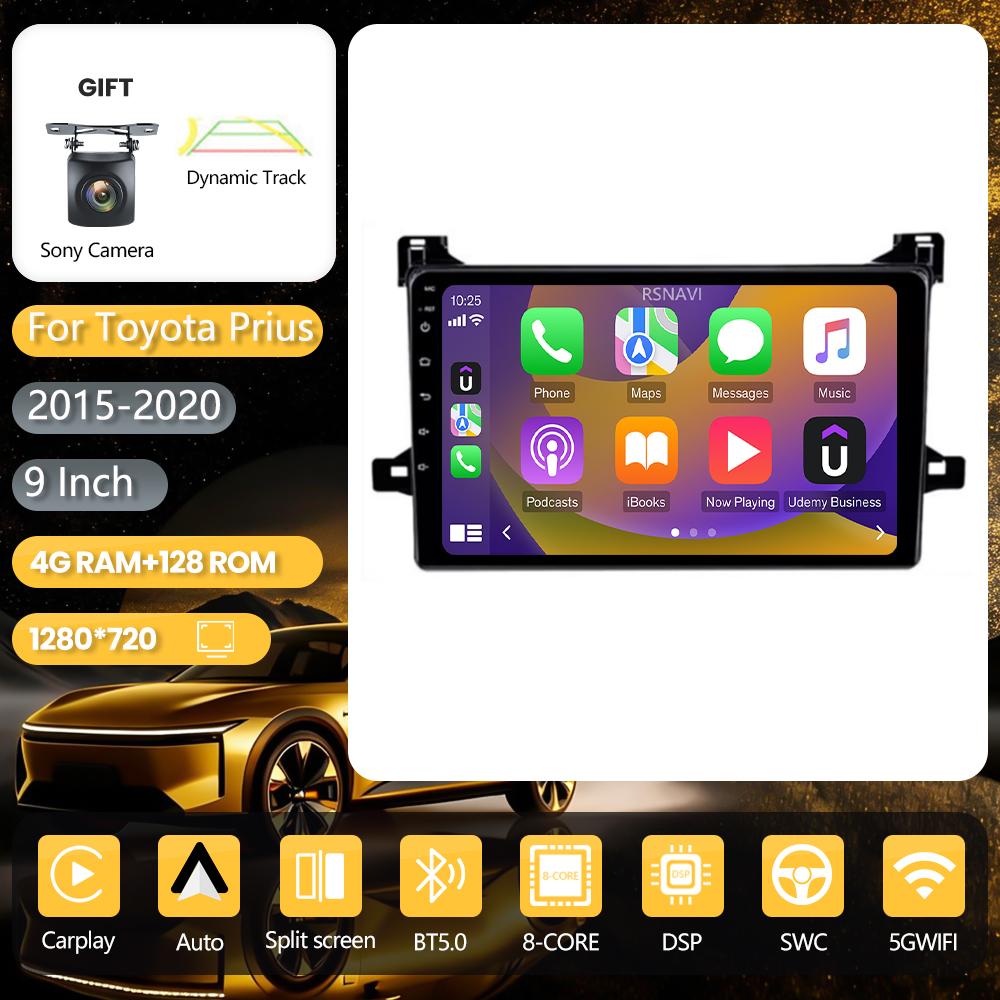 Android 16 pour Toyota Prius XW50 2015-2020 Carplay Auto Radio de voiture Lecteur multimédia DSP Autoradio Stéréo Écran 2K Radio de voiture
