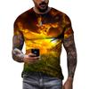 Модные оригинальные мужские футболки с пейзажем, летние повседневные футболки с круглым вырезом и коротким рукавом, новые трендовые уличные топы для отдыха с 3D принтом