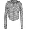 Shop   Women Stripe Sheer Hoodie Zip Cardigan Brown Egg Wcd 20657