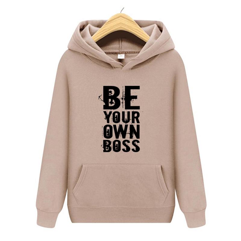 Осень и зима, новинка, персонализированная одежда с принтом «Будь своим боссом», мужская и женская толстовка с капюшоном для влюбленных, пуловер для бега, спортивная толстовка