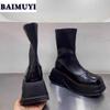 Женские ботильоны на платформе, высокие каблуки, туфли челси, массивные готические женские туфли осень 2024 года, дизайнерские кожаные зимние ботинки Mujer