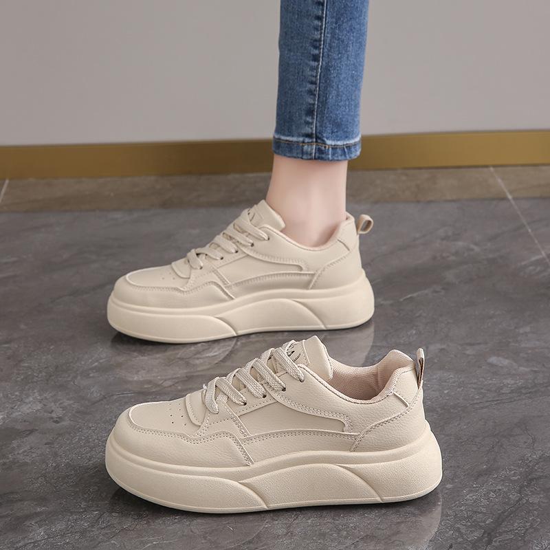 Platform White Shoes Women's 2025 New Summer Platform Heightening Versatile Casual Sports Board Shoes Lightweight Breathable Board Shoes