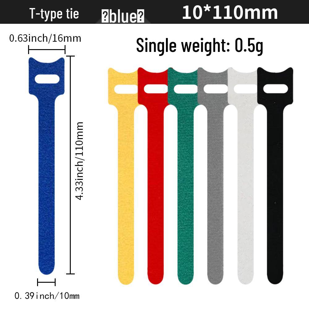 T-Type Magic Tape Cable Ties for Earphones, Data Cables, Organizers, and Network Cables with Back-to-Back Adhesive Straps.