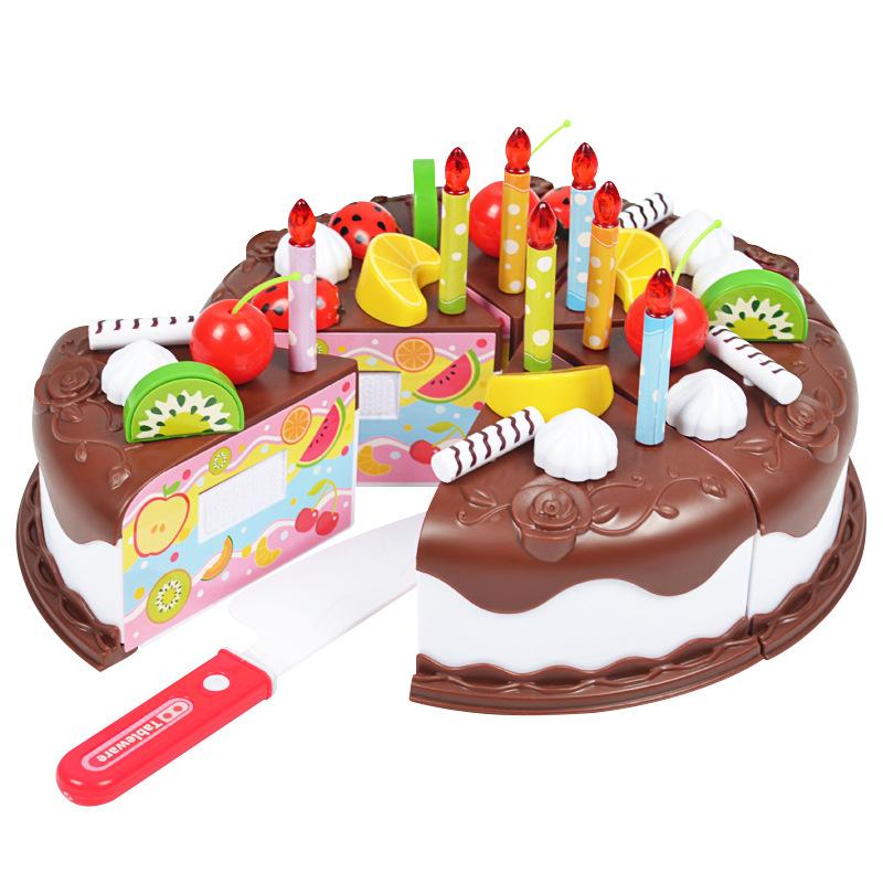 37PCS Children Simulation Chocolate Birthday Cake Play House Pretend Play Toy Cake Cutting Diy Toy Baby Birthday Gifts