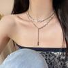 Double-layer Stacked Fringed Necklace Women's Summer Light Luxury High-end Design Sense Niche Ins Hip-hop Temperament Collarbone Sweater Chain