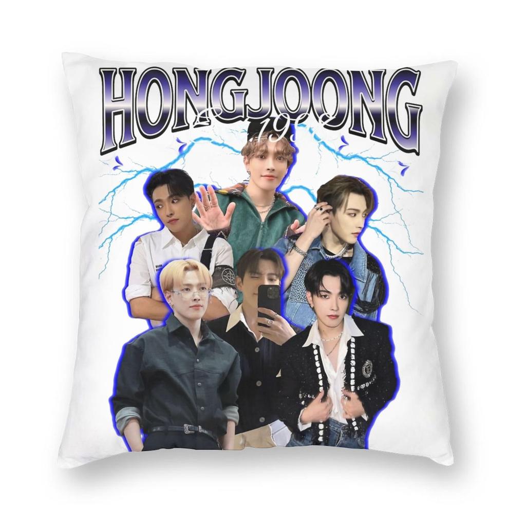 Подушка с принтом Wooyoung 90s Ateez Kpop Группа Наволочка Двусторонняя Печать Полиэстер Чехол для Подушки Декоративная Подушка Чехол для Подушки Постель