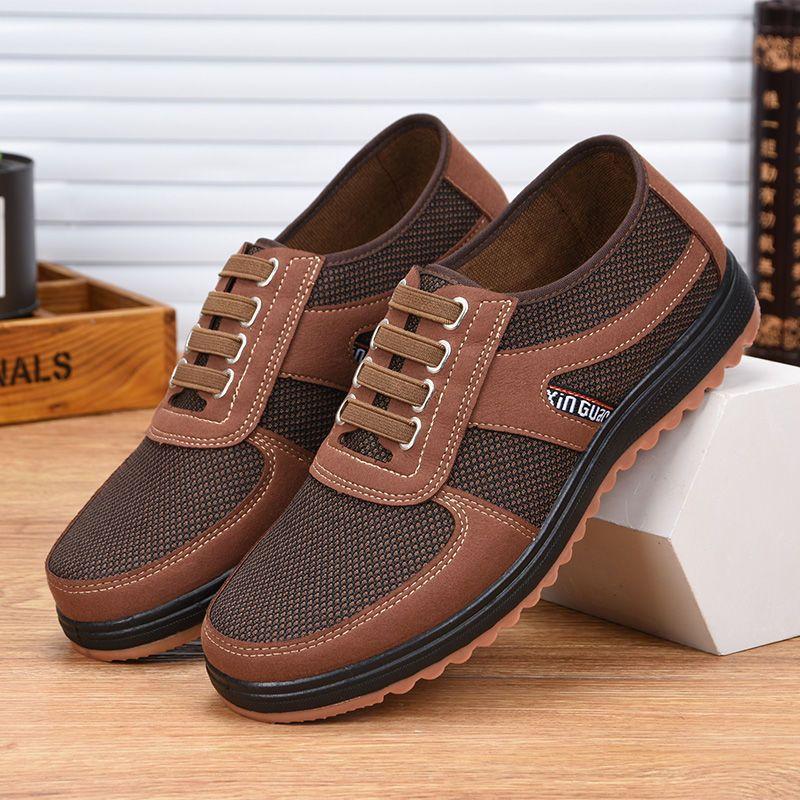 New Beijing cloth shoes men's round head non-slip and wear-resistant old dad casual breathable and durable shoes mesh cloth shoes