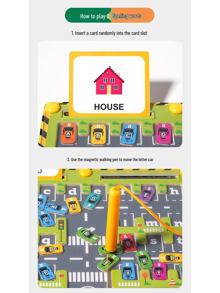 Магнитный лабиринт Парковка и игра с алфавитом для правописания и распознавания
