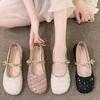 Блестки серебряные полутапочки Baotou женские 2025 весна и лето корейский темперамент Мэри Джейн одиночные туфли женская обувь