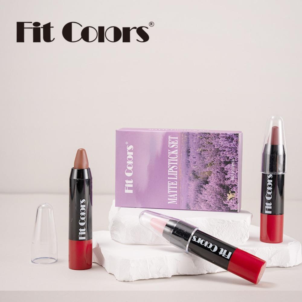 Ручка для губной помады Fit Colors, три веточки из 2 матовых помад + комбинированный набор увлажняющих помад