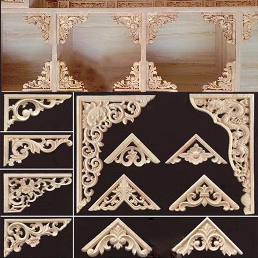 Уникальные резные поделки из дерева, угловые аппликации в разных стилях, рама, детали мебели, украшение стены, двери