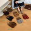 2025 Autumn New Shoes Platform-soled Retro One-pedal Flat-soled Lazy Boken Bag Head Half Slippers Women