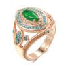 Emerald Green Zircon With Double White Zircon Turquoise Oval Rings Women Luxury Ethnic Style Jewelry Party Accessories