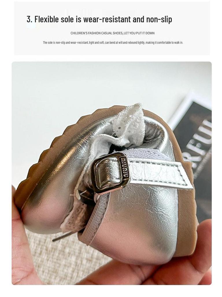 Весна 2026 Девочки Бант Принцесса Мягкая Подошва Кожаные Лоферы