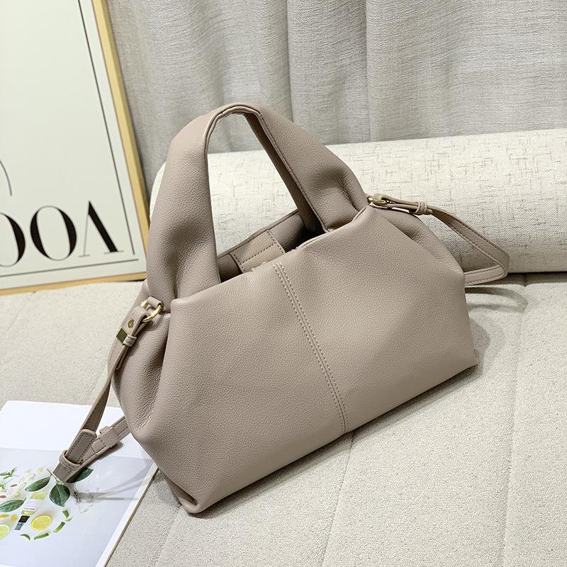 Versatile Solid Color Lunch Box Bag Messenger Bag Female Dumpling Sewing Line Design Simple Portable Dumpling Bag