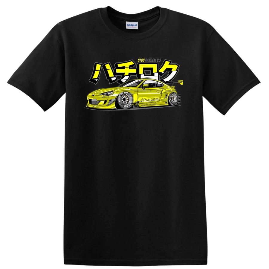 Футболка с графикой дрифт-кара JDM 86 Racing Желтая футболка Стиль Арт Автолюбитель