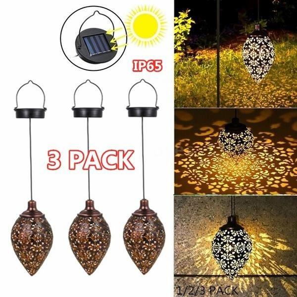 Solar Garden Light LED Garden Lamp Outdoor Rainproof Solar Water Drop Rugby Chandelier Garden Lawn Terrace Decoration