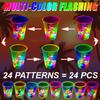 mishunyus 24 Pcs Glow Hawaiian Luau Party Cups, Flashing Tiki Party Cups, Tropical Luau Party Decorations Hawaiian Party Supplies Favor (16oz)