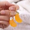 Hook Piercing Orange Sliced Earrings Leaf Y2K Handmade Earrings Fruit Ear Jewelry  Girls Gift