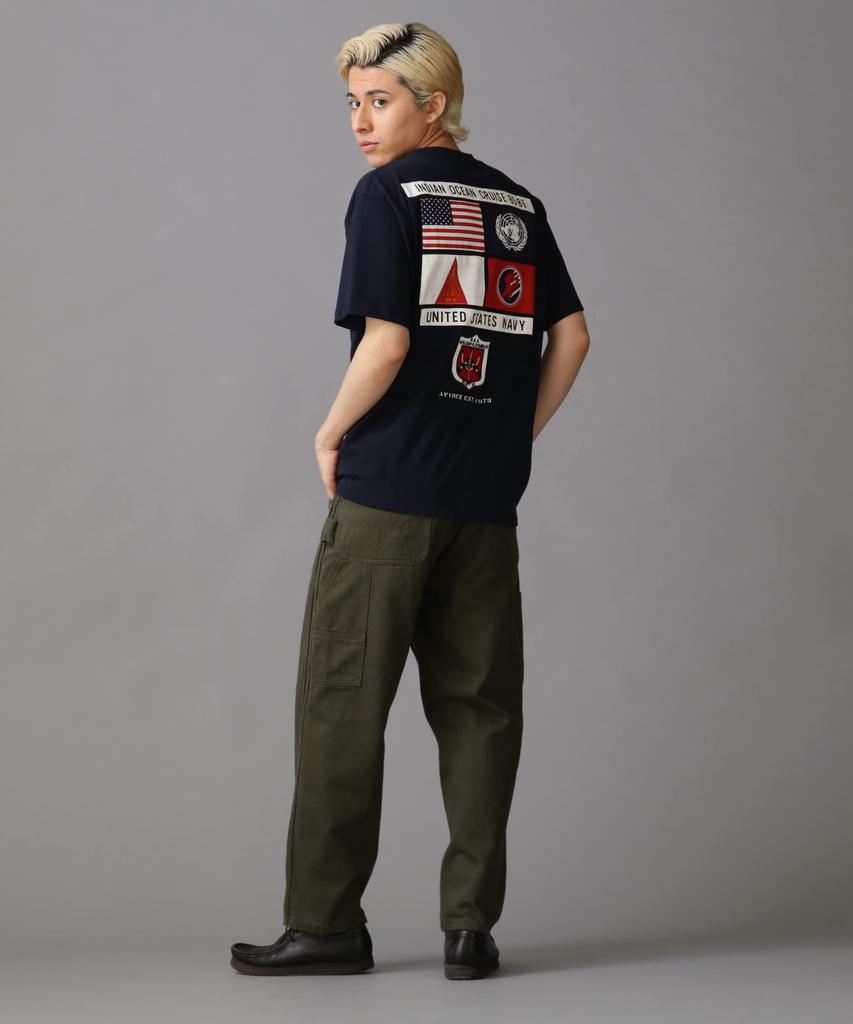 AVIREX TOP GUN SHEETING PATCH T-SHIRT men's L 120 navy 783-3934012