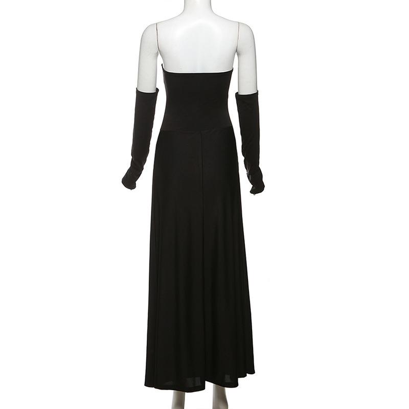 Зимнее женское сексуальное облегающее платье без бретелек с открытой спиной, модное темпераментное плиссированное однотонное платье