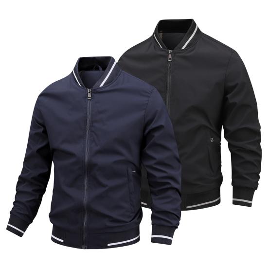 Одежда моющаяся стильная куртка-бомбер чистого цвета с застежкой-молнией и расслабленной посадкой