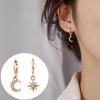 Серьги-кольца со звездой и луной из кубического циркония, гипоаллергенные, асимметричные, вечерние украшения для женщин, в трех цветовых вариантах