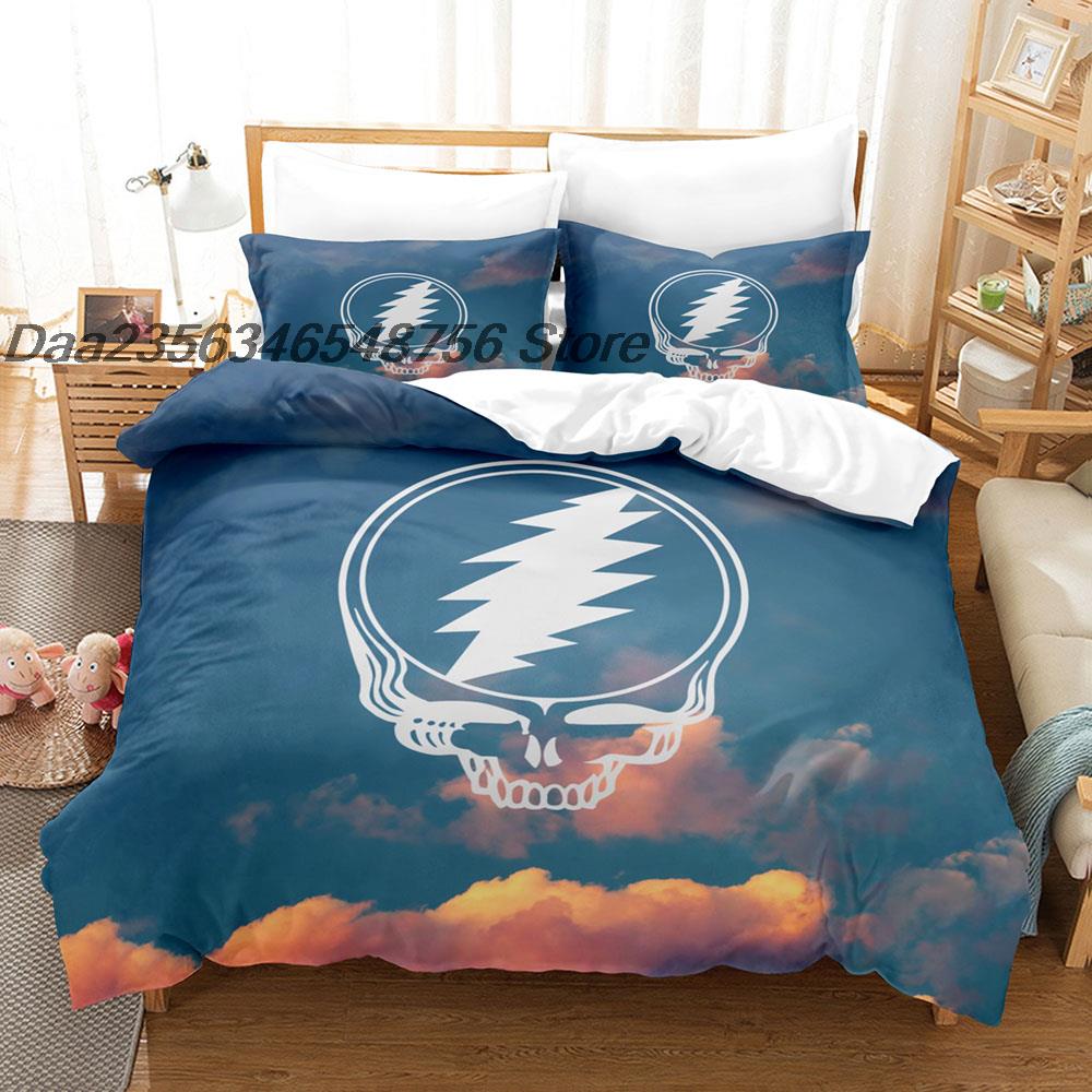 Хип-хоп Череп Grateful Dead Комплект постельного белья Односпальный Двуспальный Полный Кинг-сайз Размеры Размеры Комплект постельного белья Взрослый Детская Спальня Комплекты пододеяльников
